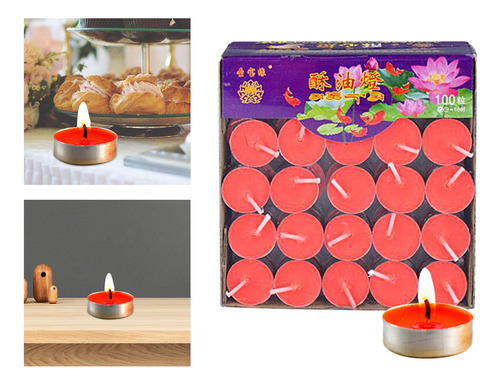 Pacote De 100 Tealights Inodoros, Sem Fumaça E De Vermelho