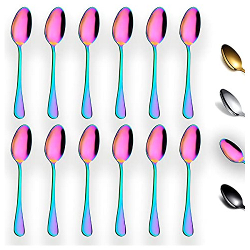 Rainbow Teaspoons 6.5  Set Of 12,  Stainless Steel Tita...