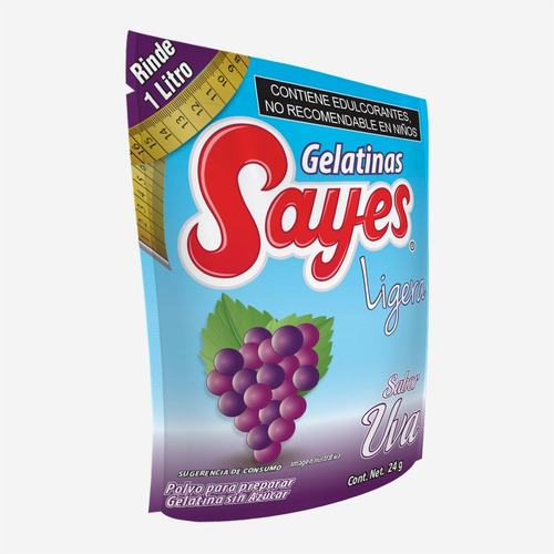 Imagen 2 de 3 de Gelatina Ligera Light Sayes De Agua Sabor Uva 24gr