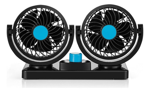 Mini Ventilador Doble 4 Pulgadas 360° 5 Aspas 12v Para Auto 11 Cm Negro Negro Plástico 5
