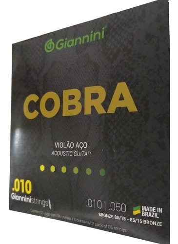 Imagen 3 de 3 de Juego Cuerdas Guitarra Acústica Giannini Cobra 0.10