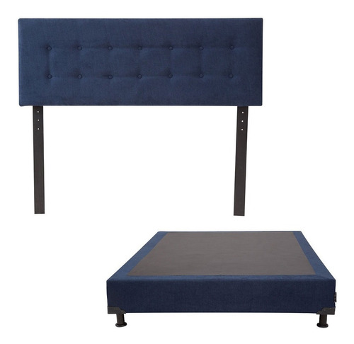 Cabecera King Size Dicasa Bilbao + Box Bless Azul Marino