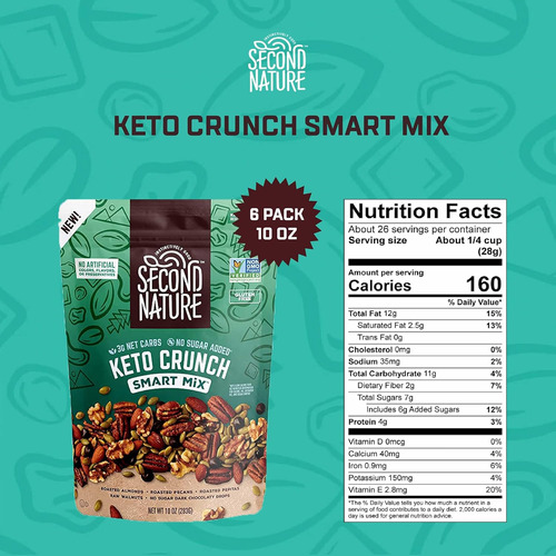 Second Nature Keto Crunch Smart Snack Mix, Paquetes De Refri