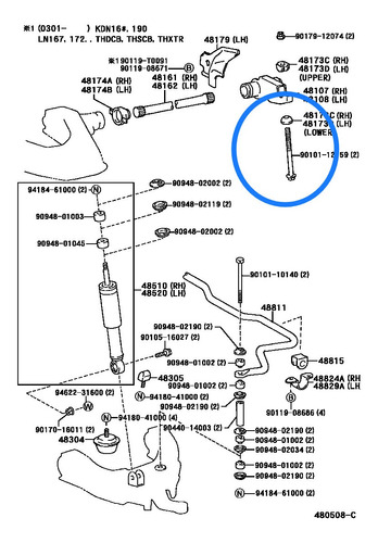 Perno Tornillo De Ajuste Brazo Torsión Toyota Hilux 22r 4x4