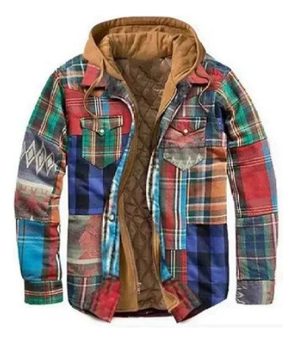 Chaqueta De Franela Con Capucha Y Camisa De Cuadros