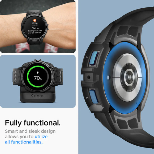 Estuche Pulso Manilla | Spigen Rugged Armor Pro Para Samsung Galaxy Watch 6 44mm | Robusta Antichoque G Shock - Negro