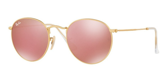 ray ban 3447 round metal espejado rosa