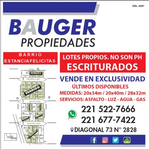 509 E 135 Y 138 - Lotes Escriturados - Medidas Desde 20x34 -
