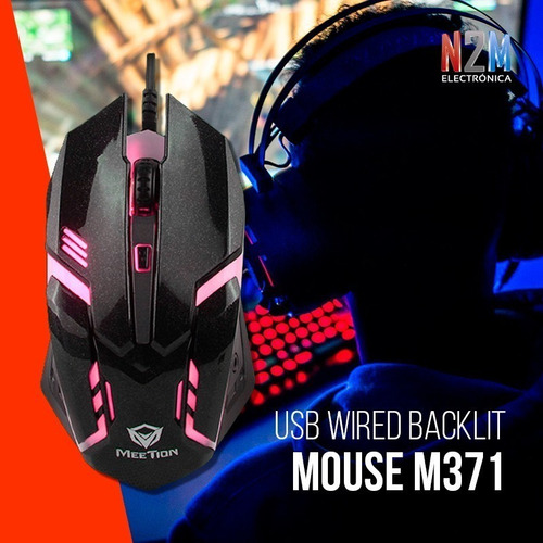 Imagen 6 de 10 de Mouse Gamer Retroiluminado 1600dpi Meetion Mt-m371 Premium