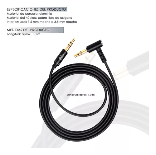 Cable Auxiliar USB C a Jack 3.5 mm Macho, Audio Estéreo Coche