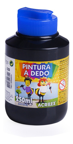 Dactilo Pintura Acrilex 250gm Negro - Mosca