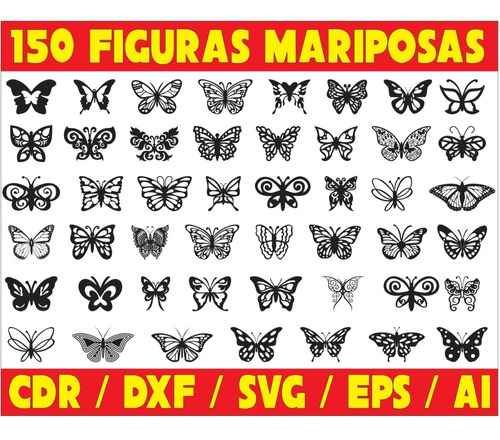 Vectores Corte Laser - Pack 150 Figuras Mariposas