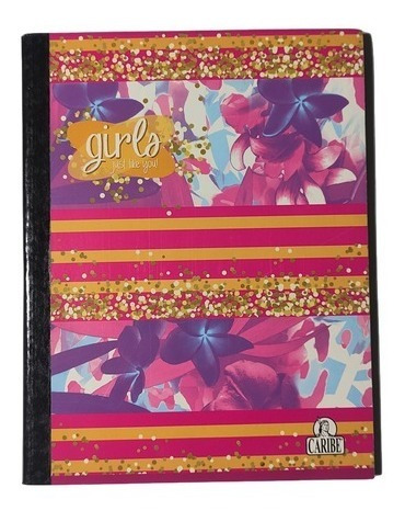 3 Cuadernos Empastados Caribe Serie Girls Flores Rosado 