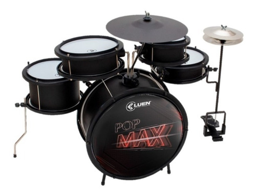 Bateria Acústica Infantil Luen Pop Kids Preta