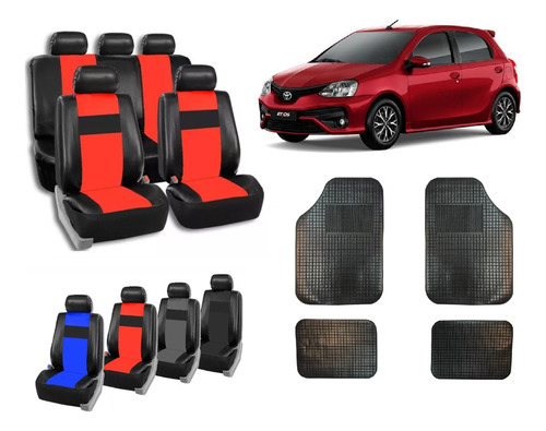 Fundas Cubre Asiento Cuerina Para Toyota Etios + Alfombra 4p