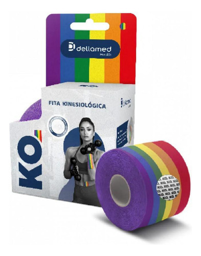 Bandagem Elástica Adesiva Kinesiológica Dellamed - Rainbow