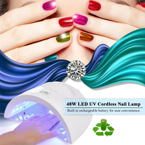 48w Led Uv Inalámbrico Uñas Lámpara Recargable Uñas Gel