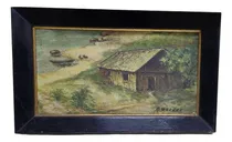 Comprar Quadro Óleo Sobre Madeira Representando Paisagem Com Casario