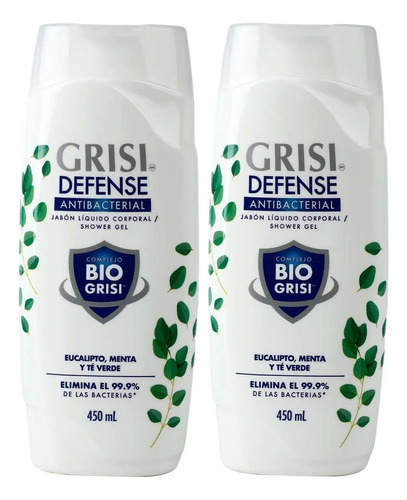2 Jabón Liquido Corporal Grisi Defense Antibacterial 450ml