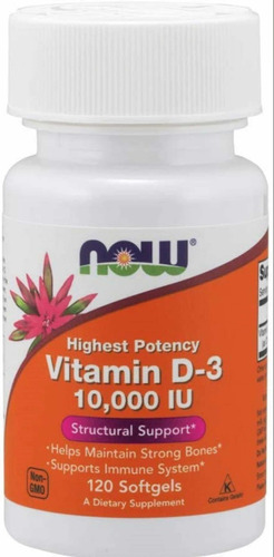 Vitamina D3 250 Mcg - 10,000 Uix 120 Cap. Traído De Usa