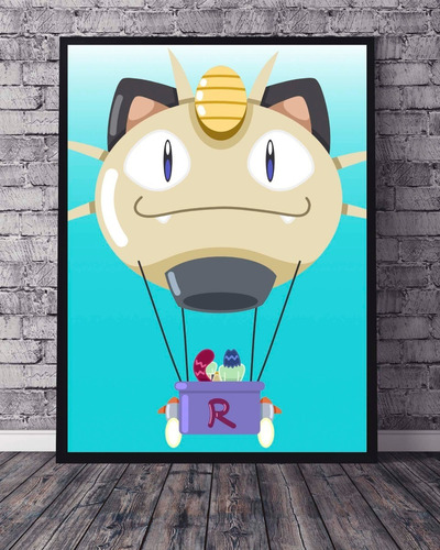 Poster Cuadro Marco Negro 33x48 Cm Team Rocket Pokemon Art