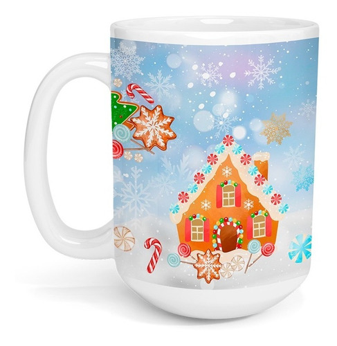 Taza Cerámica Gigante 425 Ml Galletas Jengibre Navidad Café