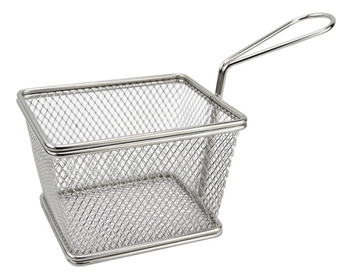 Mini Cesta Inox P Servir Petiscos Fritas Porções - 6 Unid