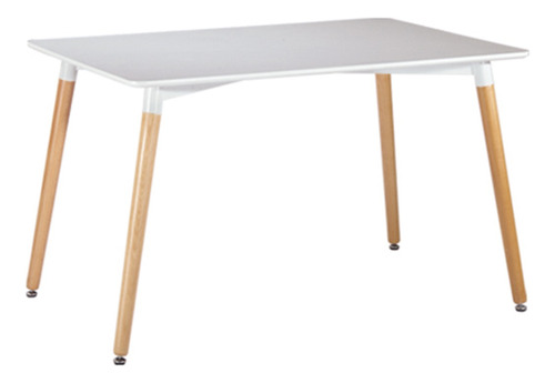 Mesa Comedor Eames Nórdica Moderna Blanca 120 X 70 - Rex Tapa Blanco Patas Madera