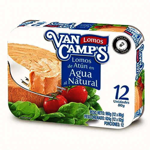 Atun Van Camps En Agua 12 Unidades X 80 Gramos