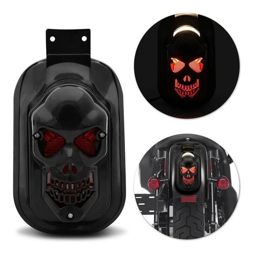 Luz Trasera Calavera Negro Chopper Mk Motos