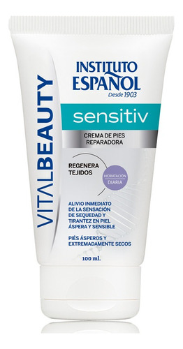  Creme para corpo Instituto Español Vital Beauty VITAL BEAUTY SENSITIV CREMA DE PIES REPARADORA 100ML en bisnaga de 100mL/120g própria