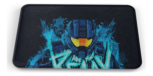 Tapete Halo Master Chief Cara Azul Neon Baño Lavable 40x60cm