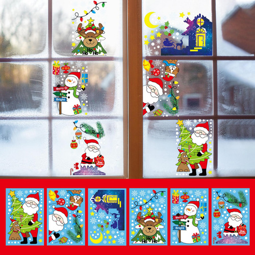 6x Ventana De Navidad Se Aferra Adorable Decoración De