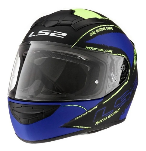 Imagen 2 de 9 de Casco Moto Ls2 Integral 352 Rookie Brush Azul Amarillo