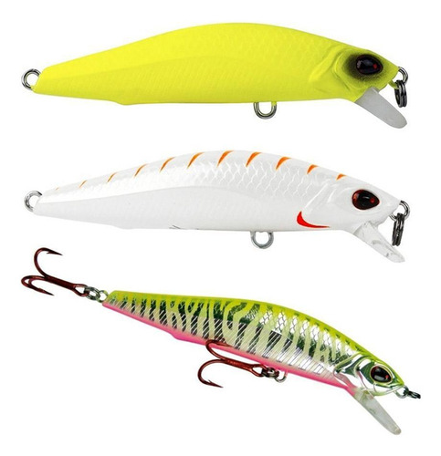 Kit 3 Iscas Artificiais Meia Água Raptor Minnow 70 7cm 7,5g