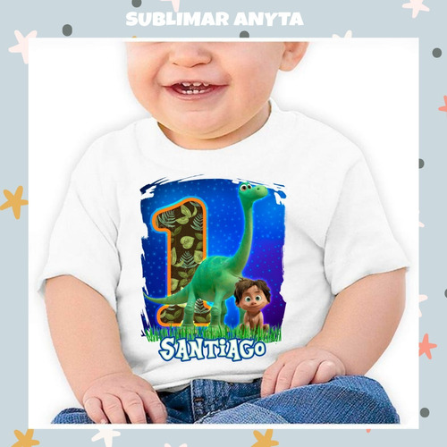 Remera Cumpleaños Un Gran Dinosuaurio Arlo Con Nombre Y Edad