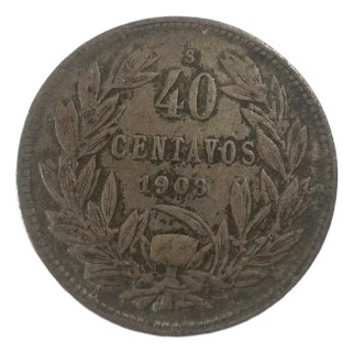 Moneda Chile 40 Centavos 1908 Plata 0.4 (x498