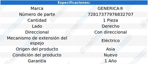 Espejo Derecho Elect Eclipse Cross De 2019 A 2021 Genérica