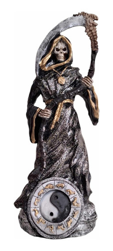 Santa Muerte Negra En Trono De Fortuna, Dinero, 48 Cm 