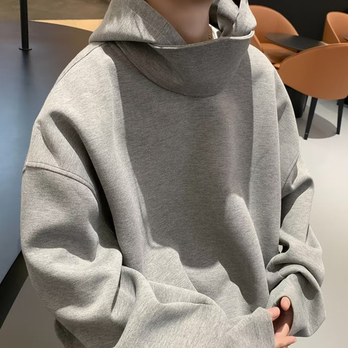 Sudadera Con Capucha Holgada Y Cuello Alto Para Hombre