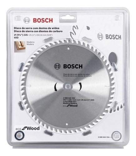 Disco Sierra Circular 9 1/4 X 60d Eco Madera Bosch