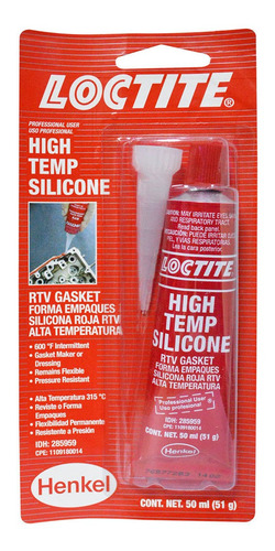 Sellante Silicona Alta Temperatura Roja Loctite Nueva 50ml