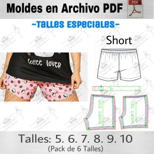 Moldes En Pdf Imprimibles De Ropa Short Talles Especiales