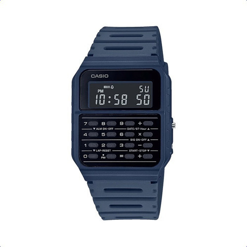 Calculadora Casio Watch CA-53WF-2b Cor da malha: cor da moldura azul, cor de fundo preta