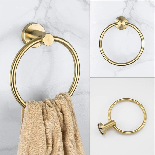 Juego De Accesorios De Baño, Color Dorado Cepillado, 2 Pieza