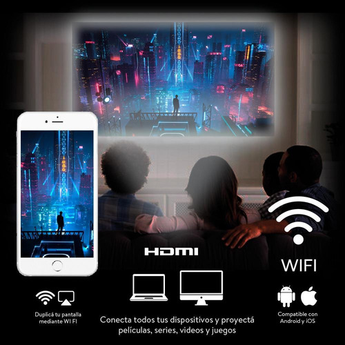 Imagen 7 de 10 de Proyector Wifi Mirrorcast Hd1080 Portatil 1500 Lumens