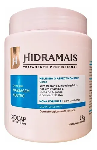 Creme De Massagem Corporal Neutro Sem Perfurme Hidramais 1kg
