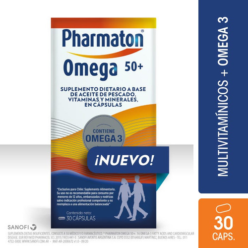Pharmaton 50 + Omega Suplemento Dietario X 30 Caps Pharmato
