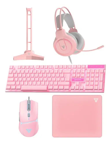 Combo Gamer Fantech P51 5 En 1 Sakura Teclado Mouse Rgb Mouse Rosa