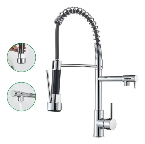 Torneira Gourmet Cozinha 50cm Metal Spray Duo Monocomando Acabamento Cromo Polido Espelhado Winda